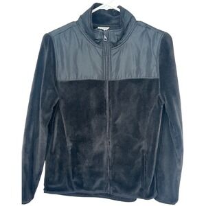 LOLO LIME Super Soft Fleece Jacket Black Zip Up Women's Size Small